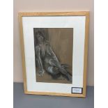 David Belilios : Reclining nude, Charcoal, signed, 39 cm x 26 cm.