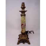 A late 19th century bronze and enamel table lamp base