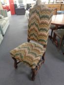 An oak high back dining chair