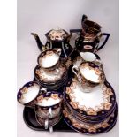 A four piece 19th century Imari patterned tea service together with a further part antique china