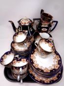 A four piece 19th century Imari patterned tea service together with a further part antique china