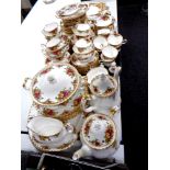 One hundred and sixteen pieces of Royal Albert Old Country Roses tea and dinner china, cake plates,