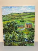 David Belilios : Farm landscape, oil on canvas, signed, 76 cm x 61 cm.