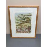 David Belilios : landscape, limited edition print, 3/18, signed, 39 cm x 29 cm.