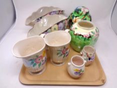 A tray containing eight pieces of Maling lustre ware
