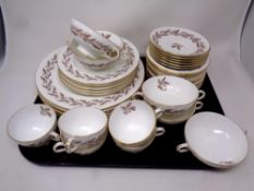 Forty pieces of Minton Brown Elizabethan Oak tea and dinner bone china