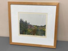 David Belilios : Railway Cottages, limited screen print, signed, 11/12, 21 cm x 25 cm.