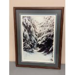 David Belilios : Snow on rail line, coloured photo, signed, 44 cm x 30 cm.