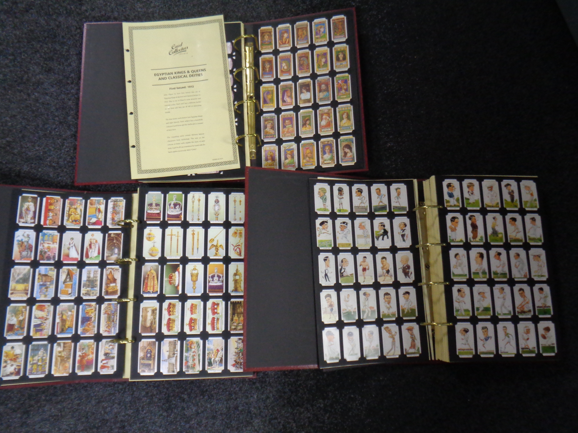 Three folders of card collectors society cigarette cards (reproductions)