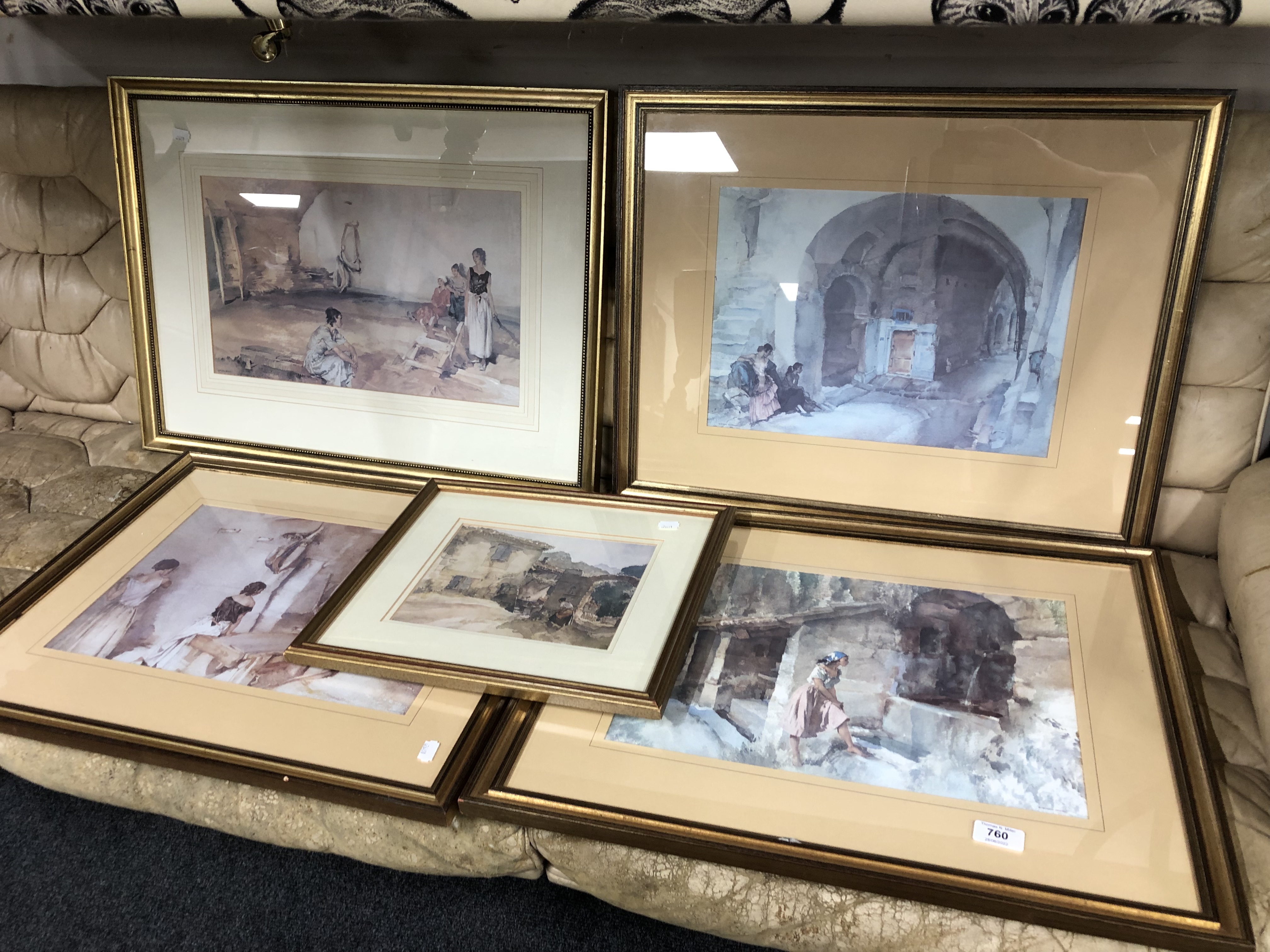Five framed William Russell Flint prints