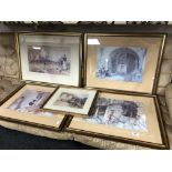 Five framed William Russell Flint prints