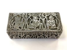 An Indian silver box depicting gods and deities
