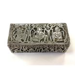 An Indian silver box depicting gods and deities