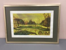 David Belilios : Landscape, screen print, signed, 42 cm x 25 cm.
