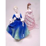 A Coalport Ladies of Fashion figure : The Birthday Girl together with a Royal Worcester figure : A