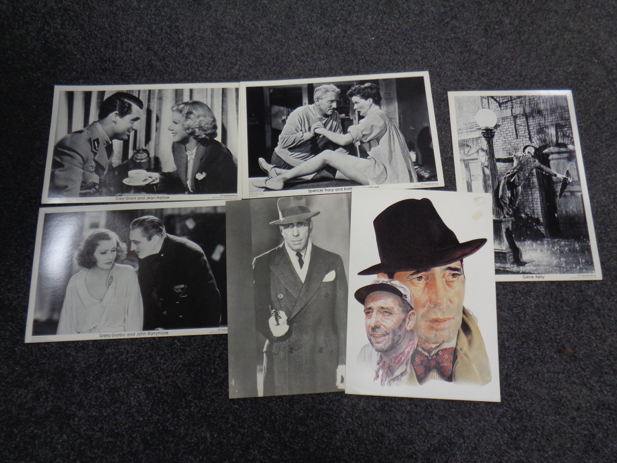 Vintage cinema cards to include: Katherine Hepburn, Greta Garbo, Jean Harlow, Cary Grant,