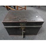 A 19th century Milner's Patent strong box with key