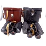 A pair of late 20th century USSR 7x50 Binoculars in leather case together with a further pair of