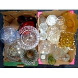 Two boxes containing 20th century glass ware including bowls, grapefruit dishes,