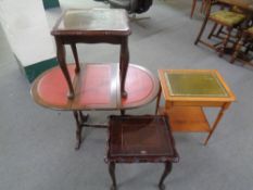 A pair of inlaid mahogany occasional tables together with a two further occasional tables with