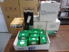 Two LED emergency bulk head lights together with three boxes containing GU10 LED bulbs,