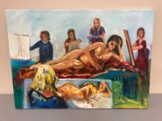 David Belilios : Art Class, oil on canvas, 72 cm x 61 cm.