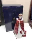 A Royal Worcester china figure : Queen Elizabeth II In Celebration of The Queen's 80'th Birthday,