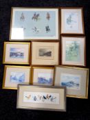 A box containing assorted colour prints to include signed Tom Macdonald prints of Barnard castle,