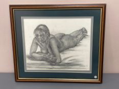 David Belilios : Nude, pencil sketch, signed, 34 cm x 28 cm.
