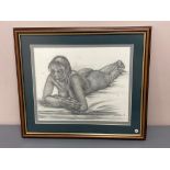 David Belilios : Nude, pencil sketch, signed, 34 cm x 28 cm.