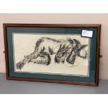 David Belilios : Reclining nude 3, charcoal, signed, 50 cm x 26 cm.