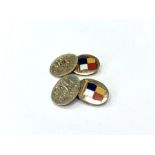 A pair of 9ct gold and enamelled cuff links CONDITION REPORT: 11.