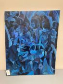 David Belilios : Concealed blues, oil on canvas, 76 cm x 61 cm.