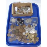 A tray containing British pre decimal coins,