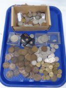 A tray containing British pre decimal coins,