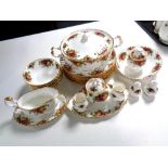 Twenty-five pieces of Royal Albert Old Country Roses dinner china including twin handled tureen,