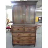 A Victorian mahogany secretaire fitted cupboard above (as found)