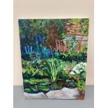 David Belilios : Jeans garden, oil on canvas, 51 cm x 40 cm.