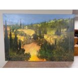 A large oil on canvas Tuscany landscape