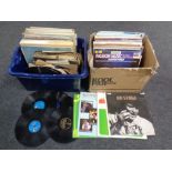 Two boxes containing vinyl LPs and 78's to include Glen Miller,