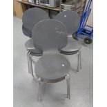 A set of ten stacking cafe chairs on metal legs (as found)