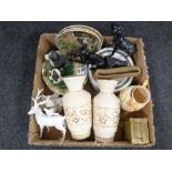 A box containing assorted ceramics to include John Beswick figure of Labrador together with further