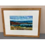 David Belilios : Kielder Water, oil, signed, 29 cm x 19 cm.