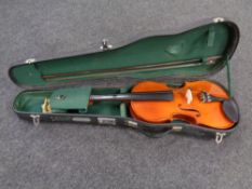 A Chinese violin and bow in hard case