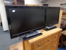 A Toshiba 22" LCD TV DVD with remote together with a further LCD 22" TV with remote