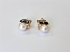 A pair of 18ct gold cultured pearl,