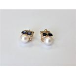 A pair of 18ct gold cultured pearl,