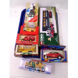 A tray containing Corgi Classics Eddie Stobart Foden Artic Trailer, and other boxed Corgi models,