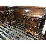 A pair of mahogany effect bow fronted two drawer bedside cabinets