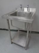A stainless steel commercial sink unit, width 59.